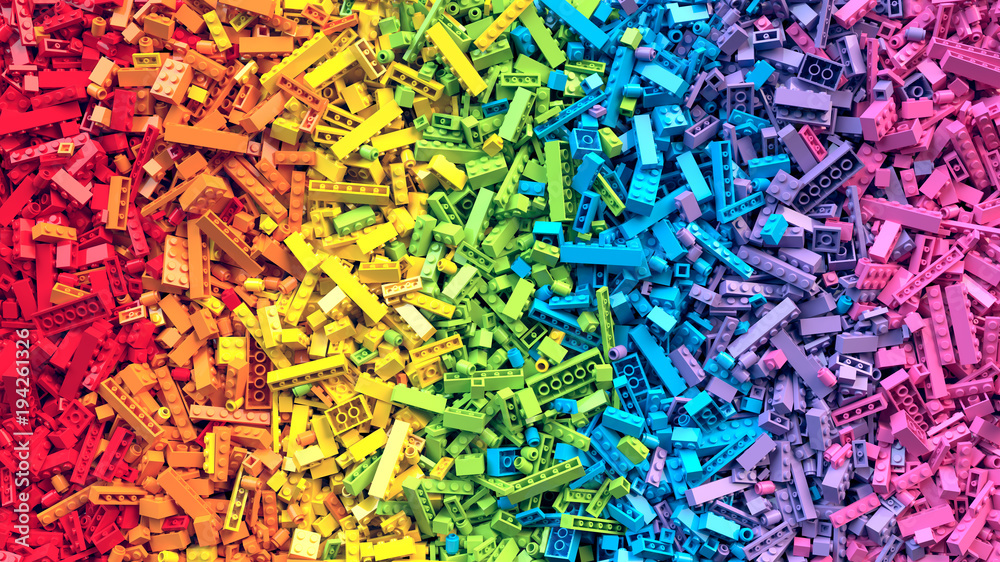 Legos in rainbow colors