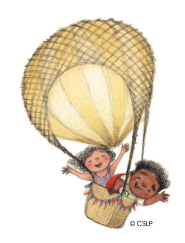 CSLP 2024 Adventure Begins at Your Library Hot Air Balloon graphic