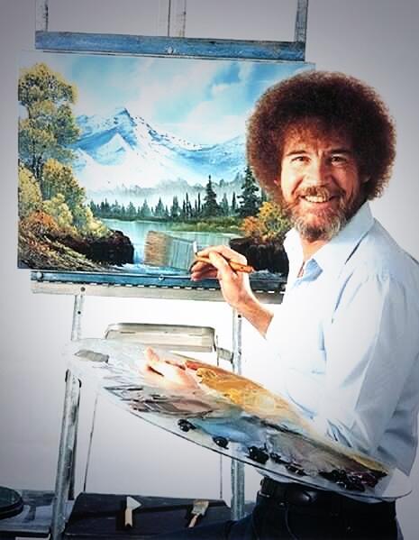 Bob Ross at his easel 